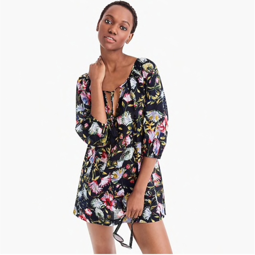 J.Crew Scoopneck beach tunic in floral-K5050-cotto